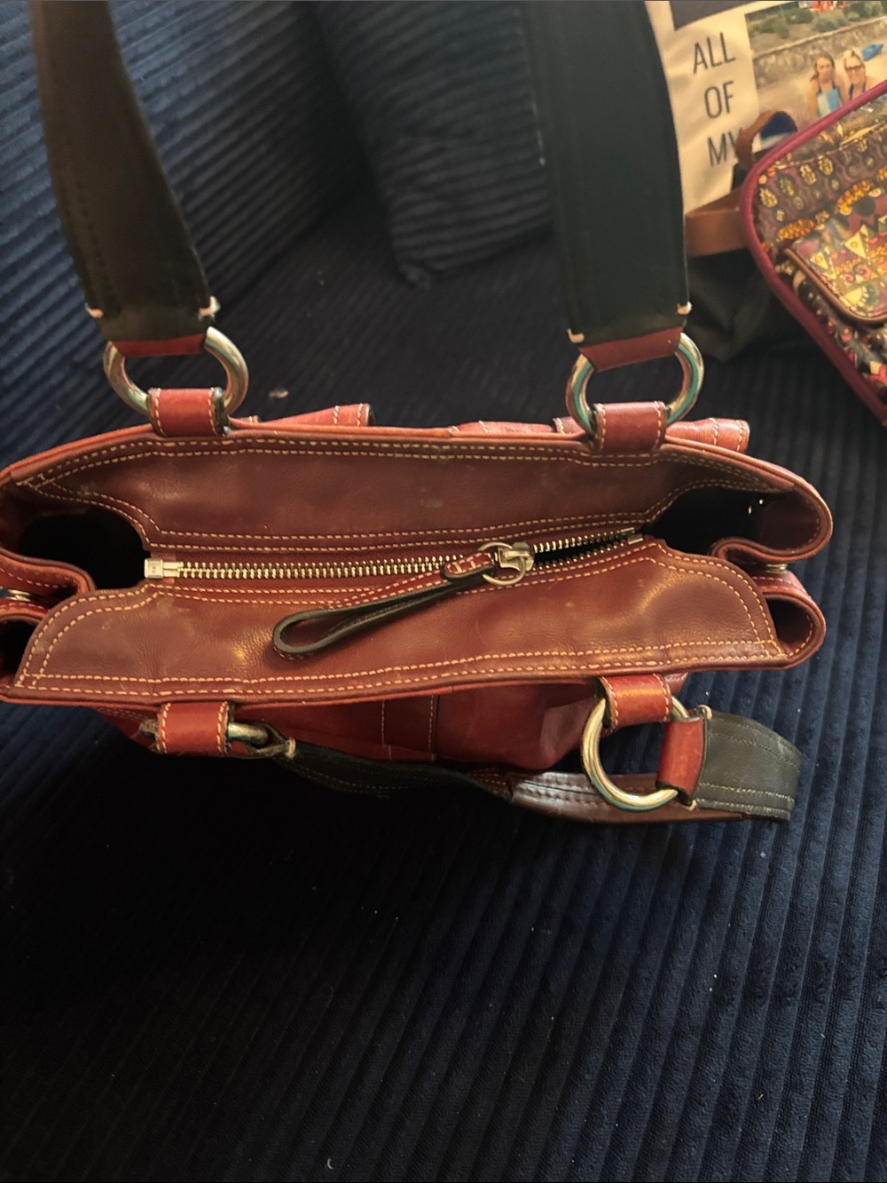 Y2K Coach Burgundy Leather Hand Bag with Buckle Pockets - Picture 4 of 6